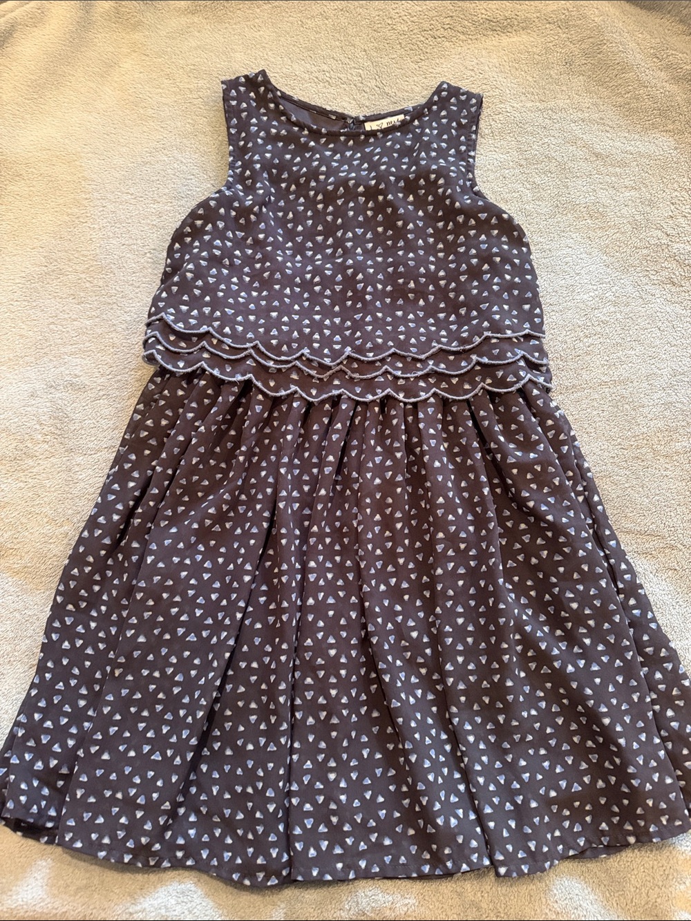 NEXT Sleeveless Scallop Waist Girls Dress in Charcoal Gray